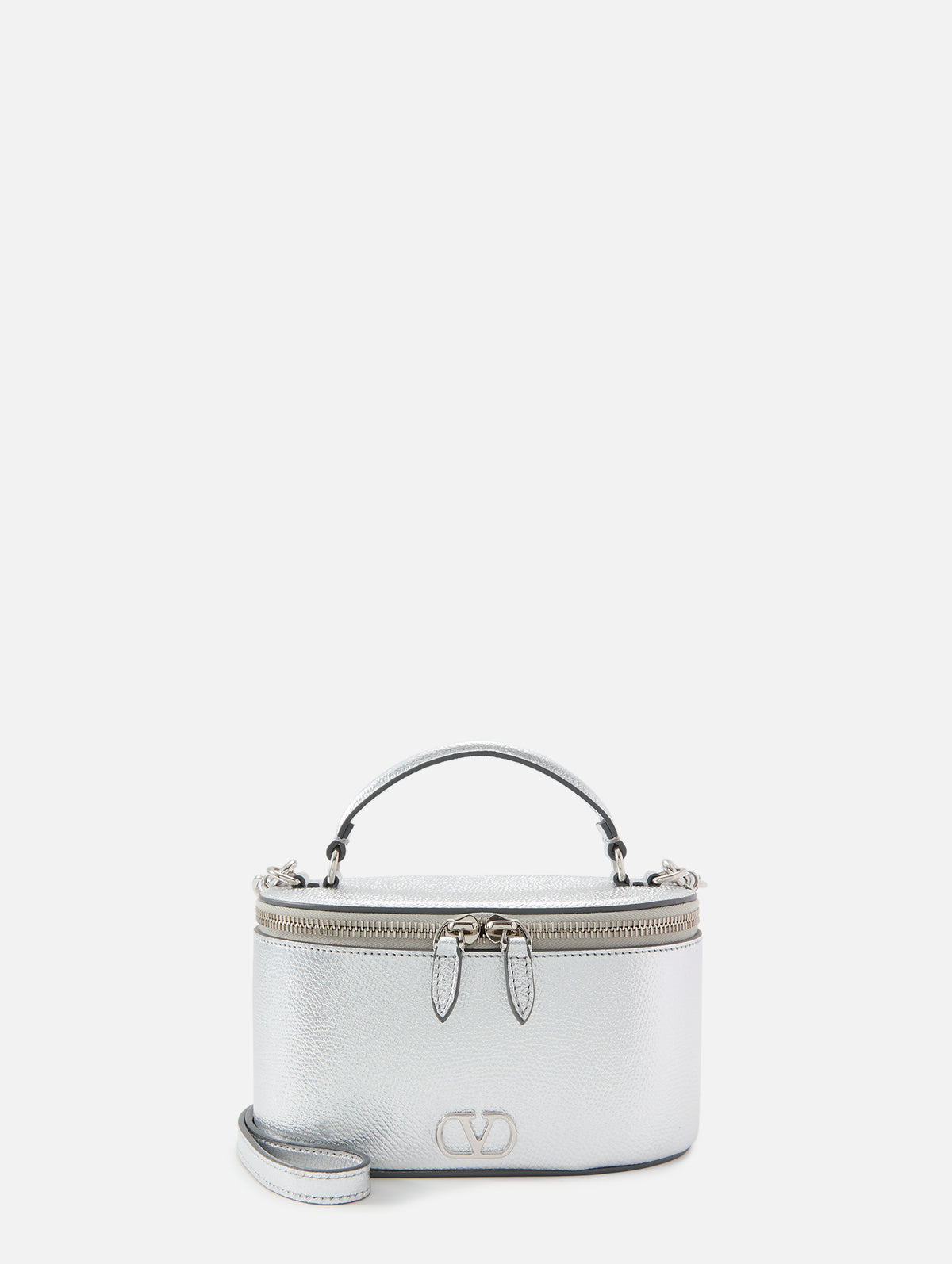 V Logo Vanity Case,VALENTINO GARAVANI,SILVER,Image 1