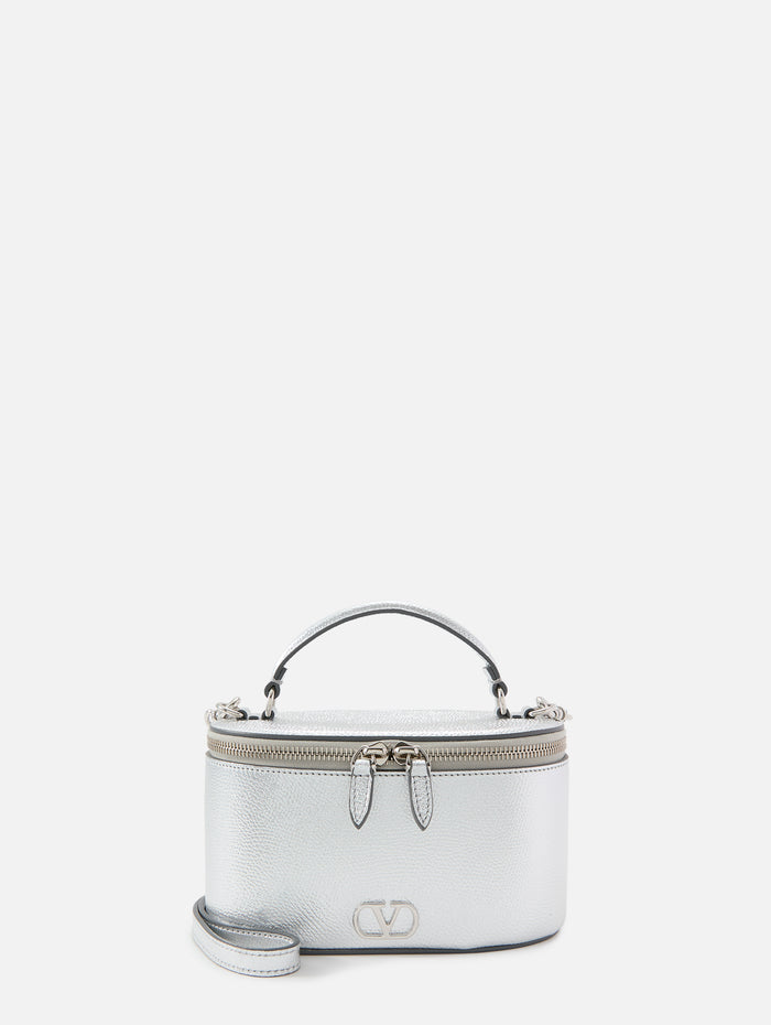 V Logo Vanity Case,VALENTINO GARAVANI,SILVER,Image 1
