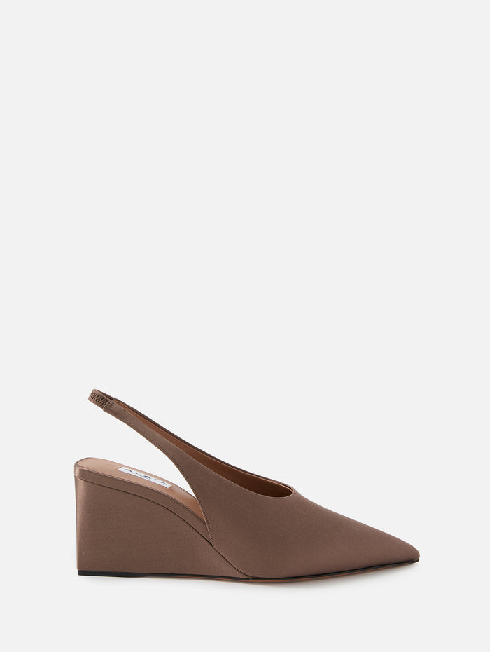 Slingback Wedge 75mm,ALAIA,CHATAIGNE,Image 1