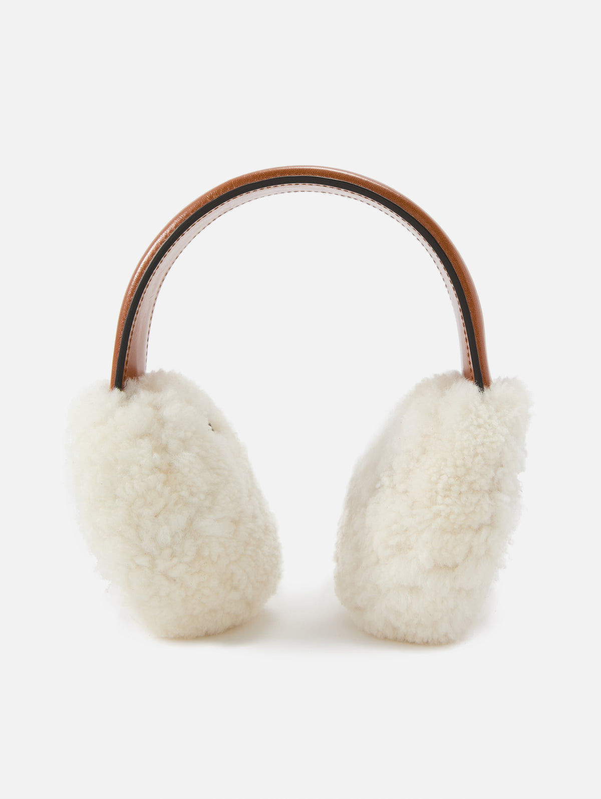 Logo Shearling Ear Muffs,MIU MIU,COGNAC,Image 2