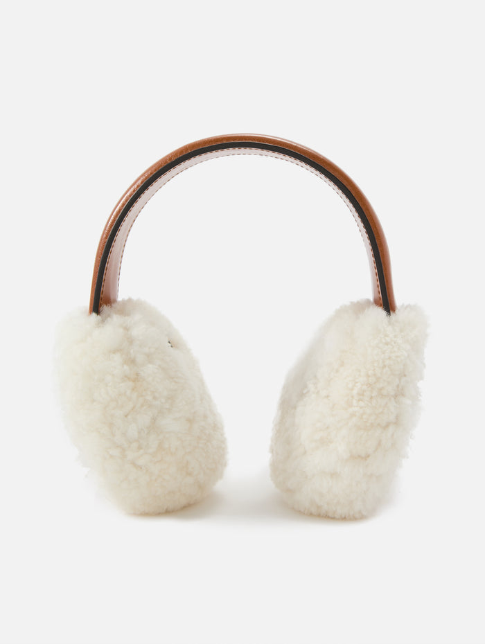 Logo Shearling Ear Muffs,MIU MIU,COGNAC,Image 1