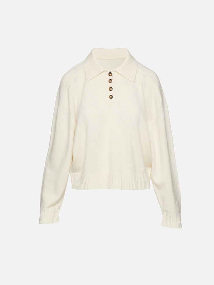 Homere Polo Sweater,LOULOU DE SAISON,IVORY,Image 1