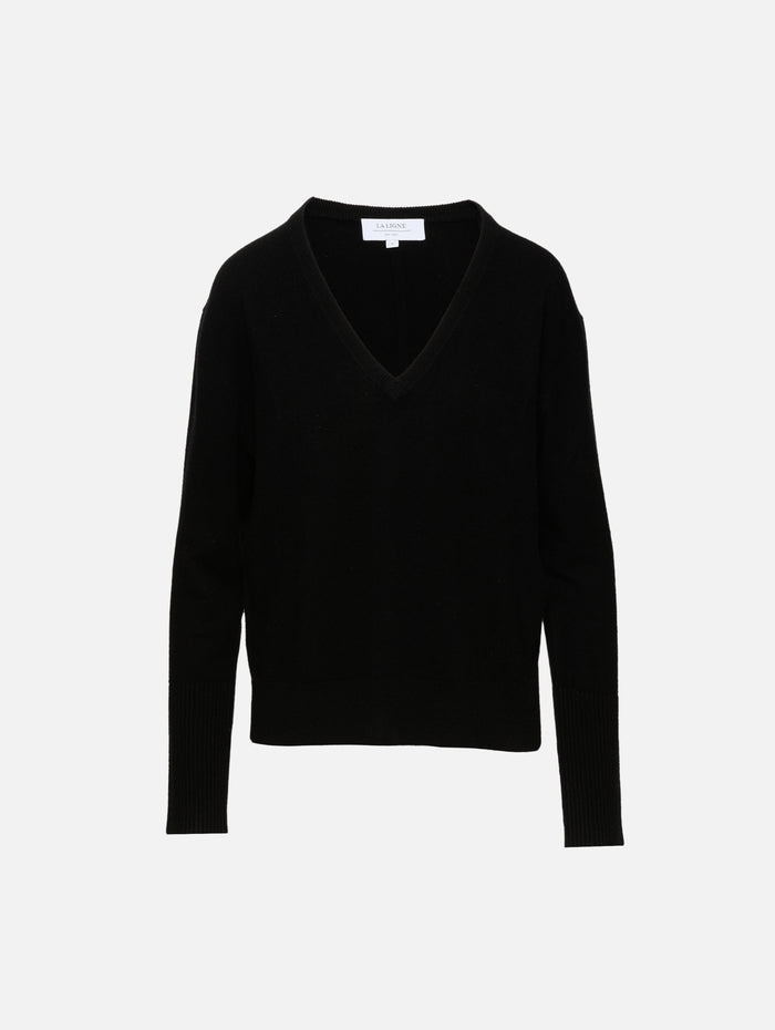 Solid Lean Lines Sweater,LA LIGNE,BLACK,Image 1