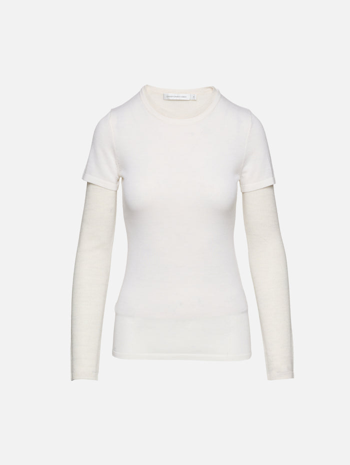 Cipolla Double Layer Merino Top,CHRISTOPHER ESBER,WHITE/CREAM,Image 1