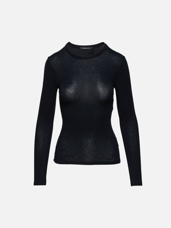 Jade Longsleeeve Crew Top,ELYSEWALKER LABEL,NAVY,Image 1