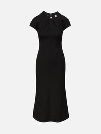 Draped Neckline Dress,MONIQUE LHUILLIER,NOIR,Image 1