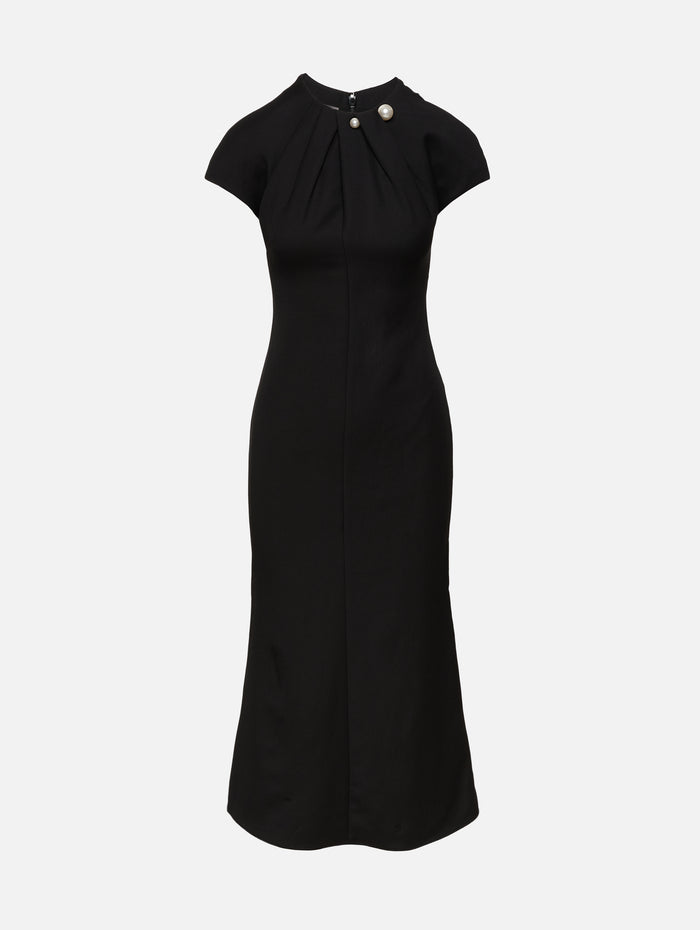 Draped Neckline Dress,MONIQUE LHUILLIER,NOIR,Image 1