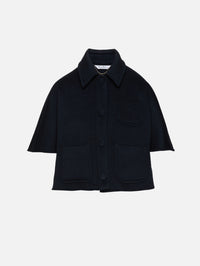 Collared Cape Wrap Poncho,MAX MARA,ULTRAMARINE,Image 1