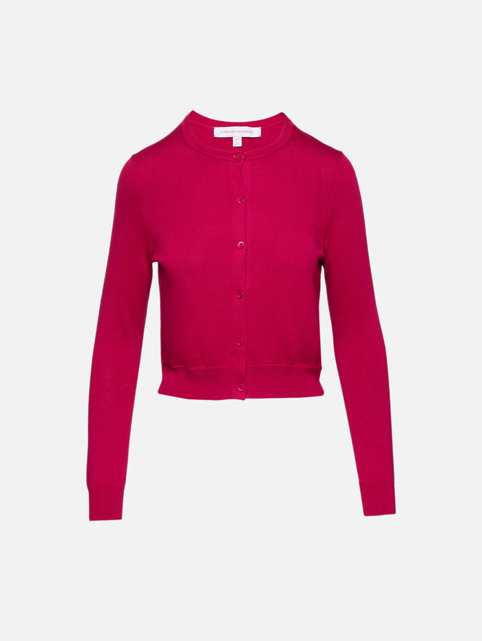 Slim Cardigan,CAROLINA HERRERA,CLARET,Image 1