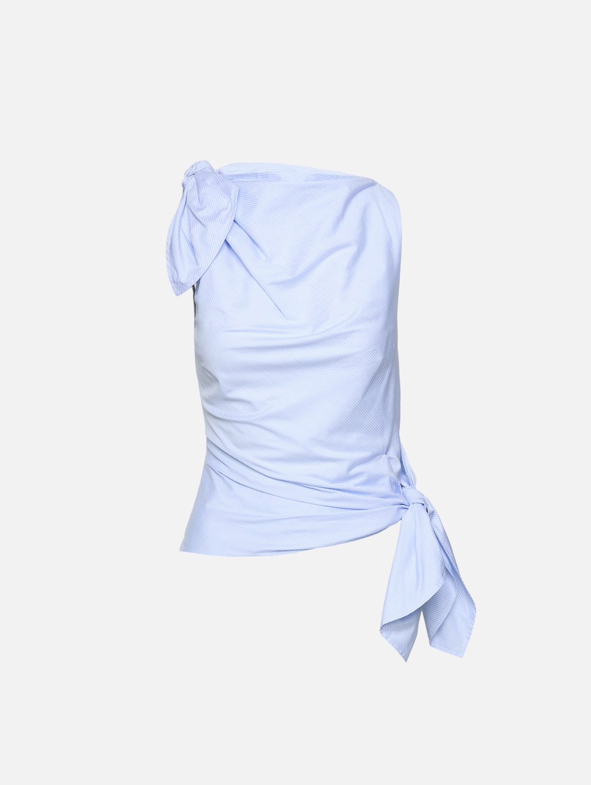 Bow Draped Top,MONSE,SKY BLUE,Image 1