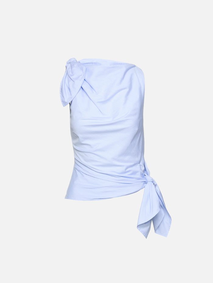 Bow Draped Top,MONSE,SKY BLUE,Image 1