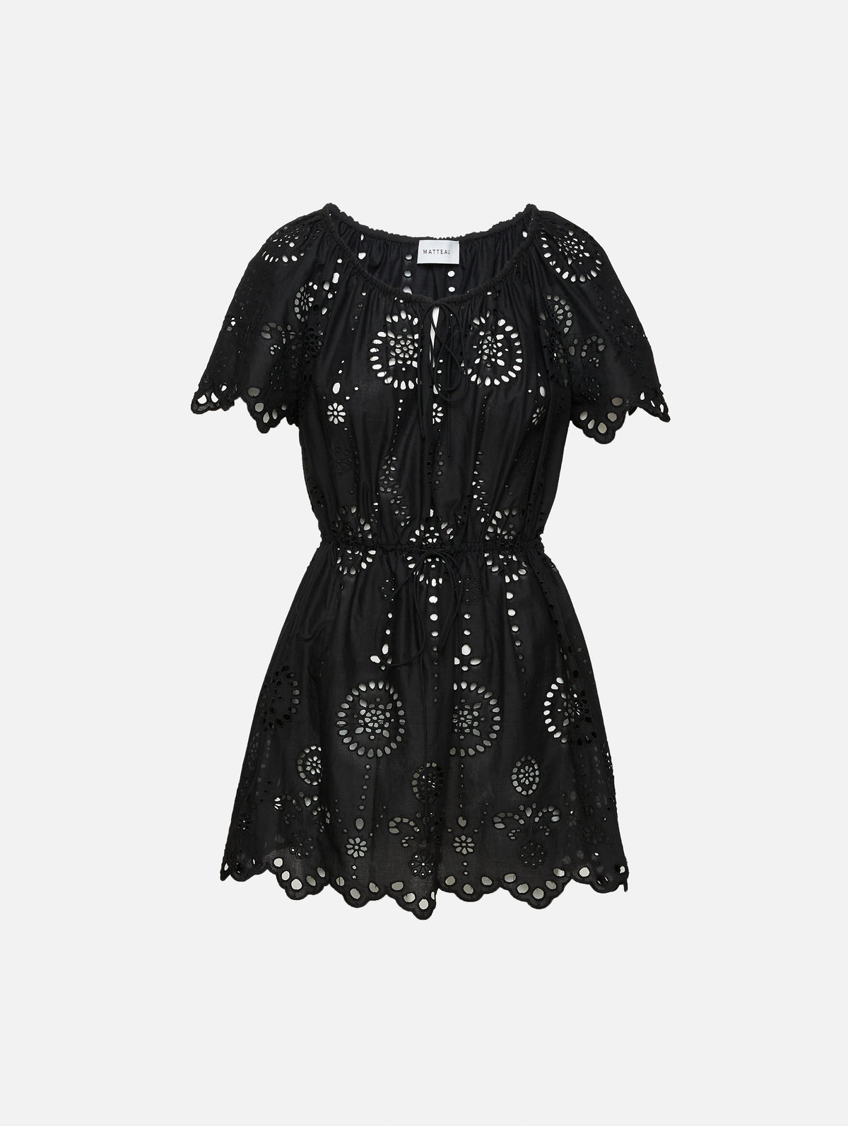 Broderie Scoop Mini Dress,MATTEAU,BLACK,Image 1