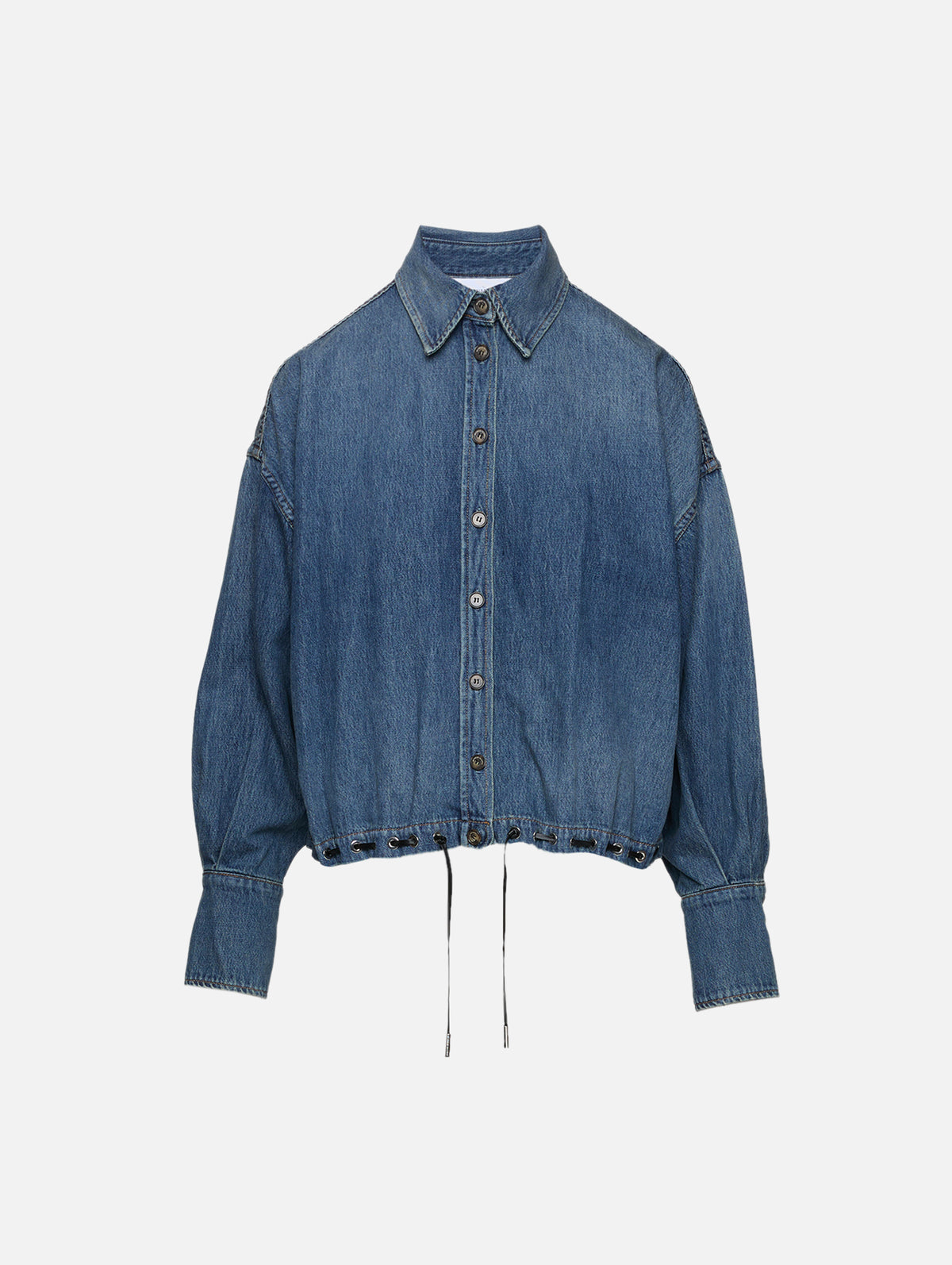 Leland Eyelet Shirt,BRANDON MAXWELL,DAKOTA WASH,Image 1