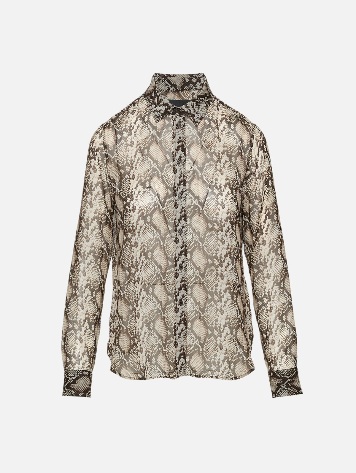 Gaia Slim Shirt,NILI LOTAN,STONE/BROWN SNAKE PRINT,Image 1