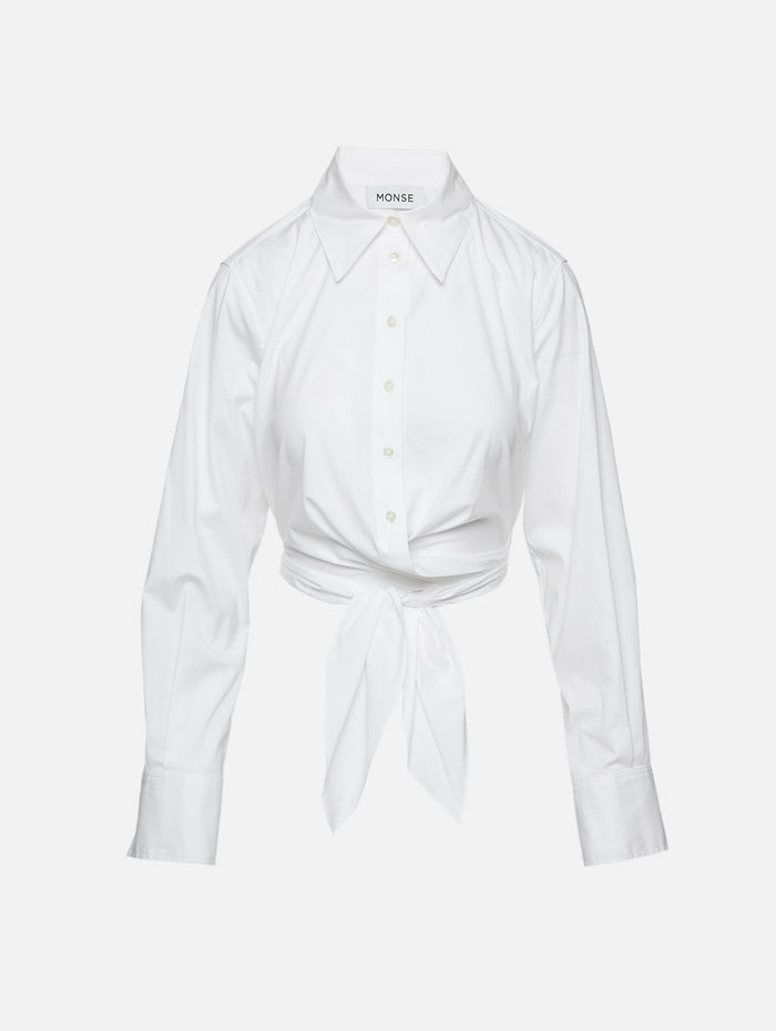 Criss Cross Tie Shirt,MONSE,WHITE,Image 1