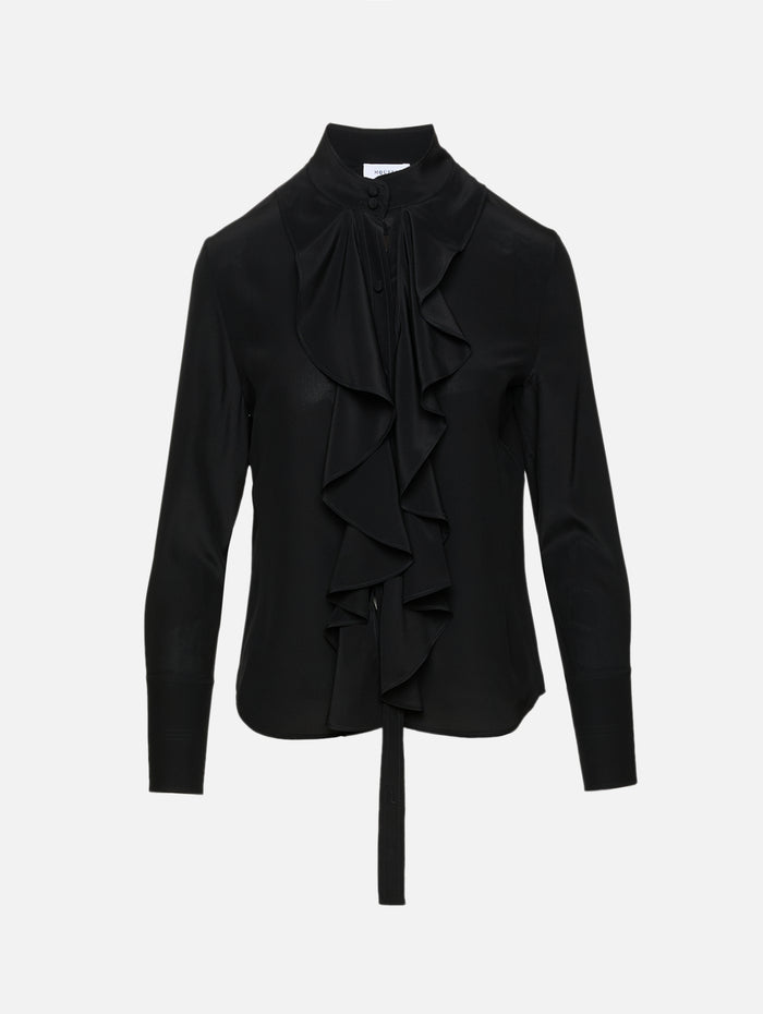 Crepe Ruffle Shirt,ALEXANDER MCQUEEN,BLACK,Image 1