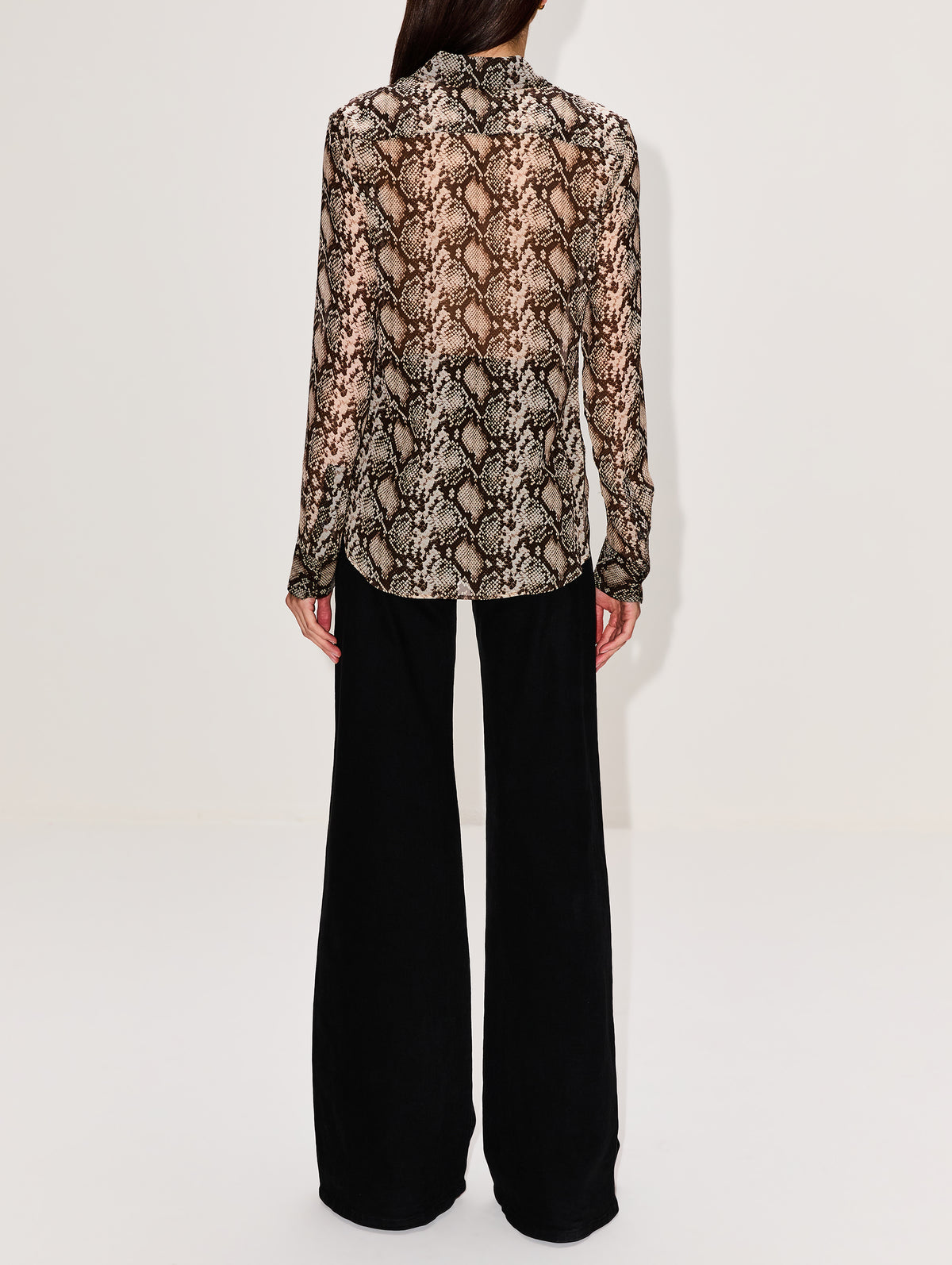 Gaia Slim Shirt,NILI LOTAN,STONE/BROWN SNAKE PRINT,Image 3