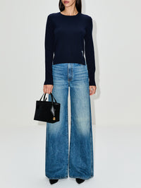 Crew Neck Cardigan,ERDEM,NAVY,Image 2