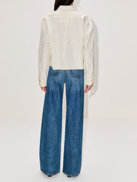 Striped Poplin Shirt,MIU MIU,CREAM,Image 3