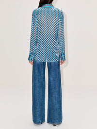 Clavelly Shirt,DRIES VAN NOTEN,TURQUOISE,Image 3