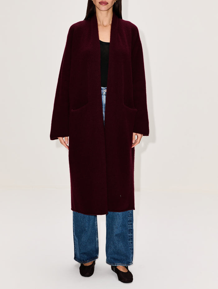 Slim Cocoon Coat,LAINEY KEOGH,DARK CLARET RED,Image 1