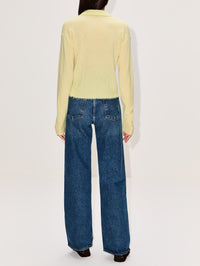 Loose Polo Cardigan,RE/DONE,LIMEADE,Image 3