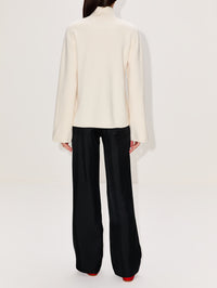 Gabi Zipped Cardigan,LOULOU DE SAISON,IVORY,Image 3