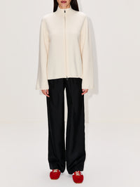 Gabi Zipped Cardigan,LOULOU DE SAISON,IVORY,Image 2