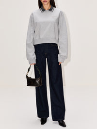 Melange Sweatshirt,MIU MIU,GREY,Image 2