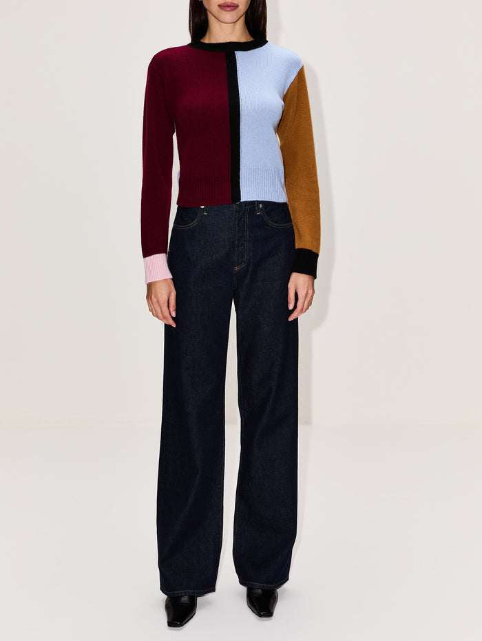 Two Tone Sweater,MARNI,LIGHT BLUE,Image 1