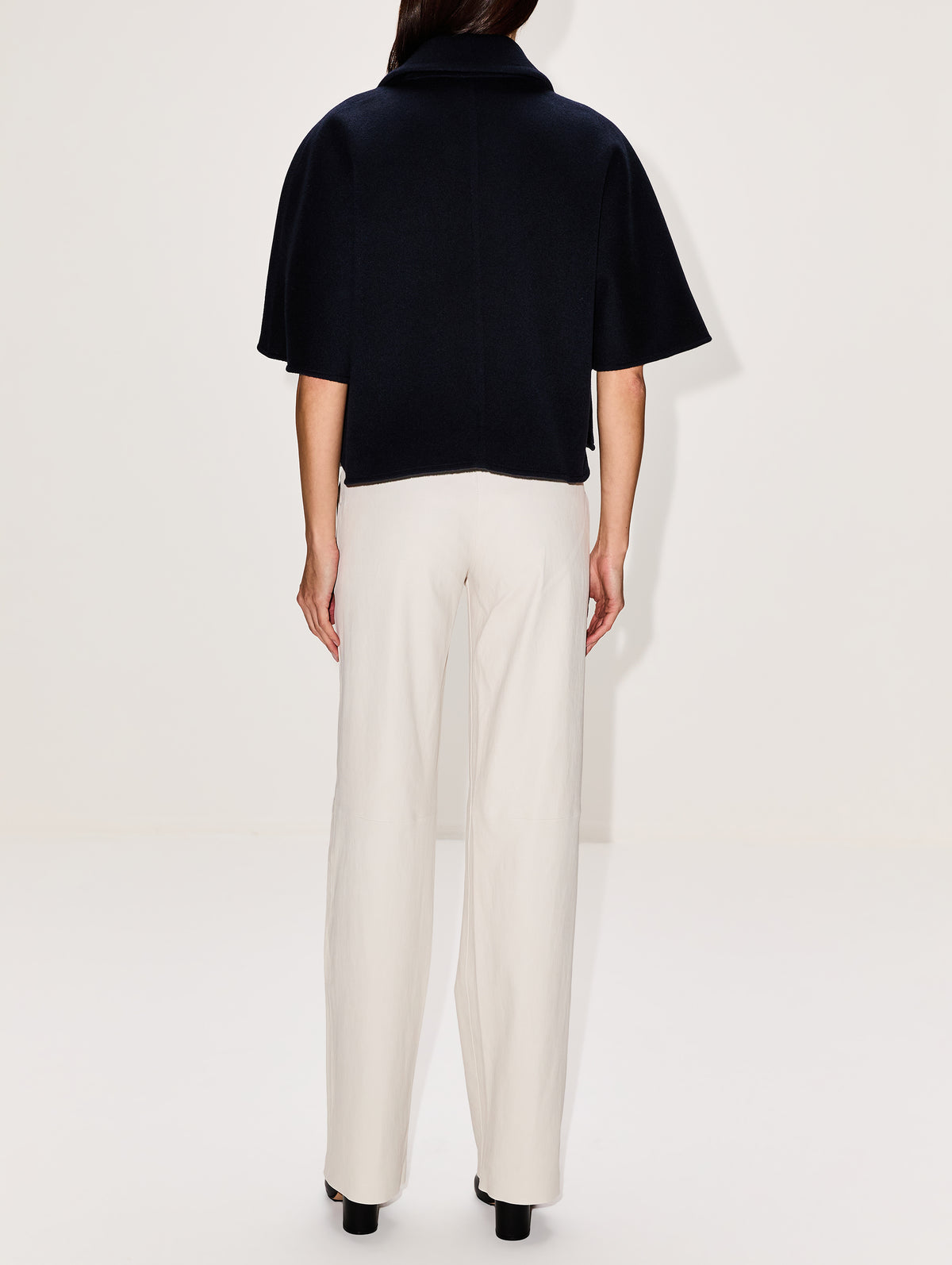 Collared Cape Wrap Poncho,MAX MARA,ULTRAMARINE,Image 3