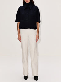 Collared Cape Wrap Poncho,MAX MARA,ULTRAMARINE,Image 2