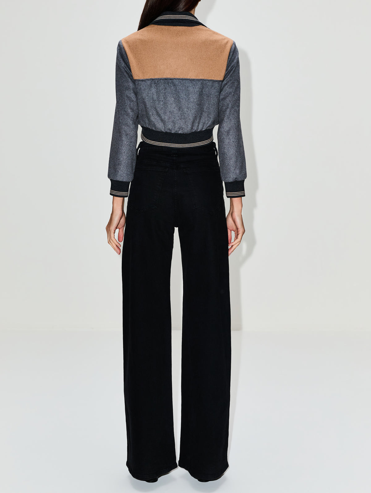 Two Tone Jacket,MIU MIU,GREY/CAMEL,Image 3