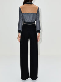 Two Tone Jacket,MIU MIU,GREY/CAMEL,Image 3