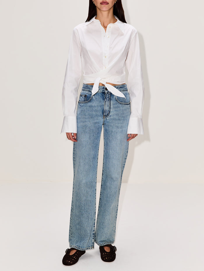 Criss Cross Tie Shirt,MONSE,WHITE,Image 1