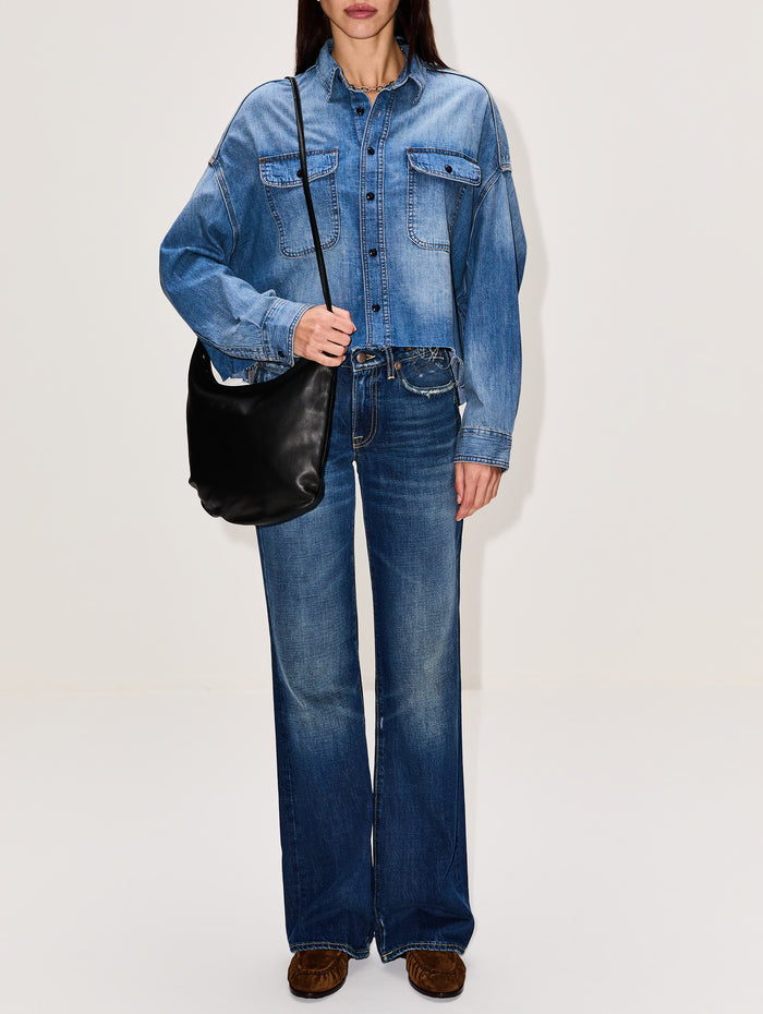 Cropped Denim Shirt,R13,BRINDLEY,Image 1