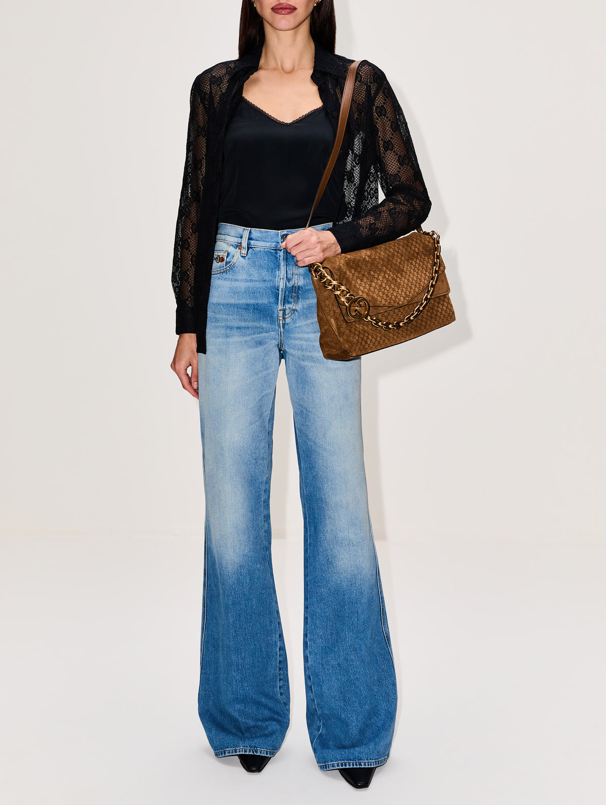 Mid Rise Flare Pant,GUCCI,BLUE,Image 2