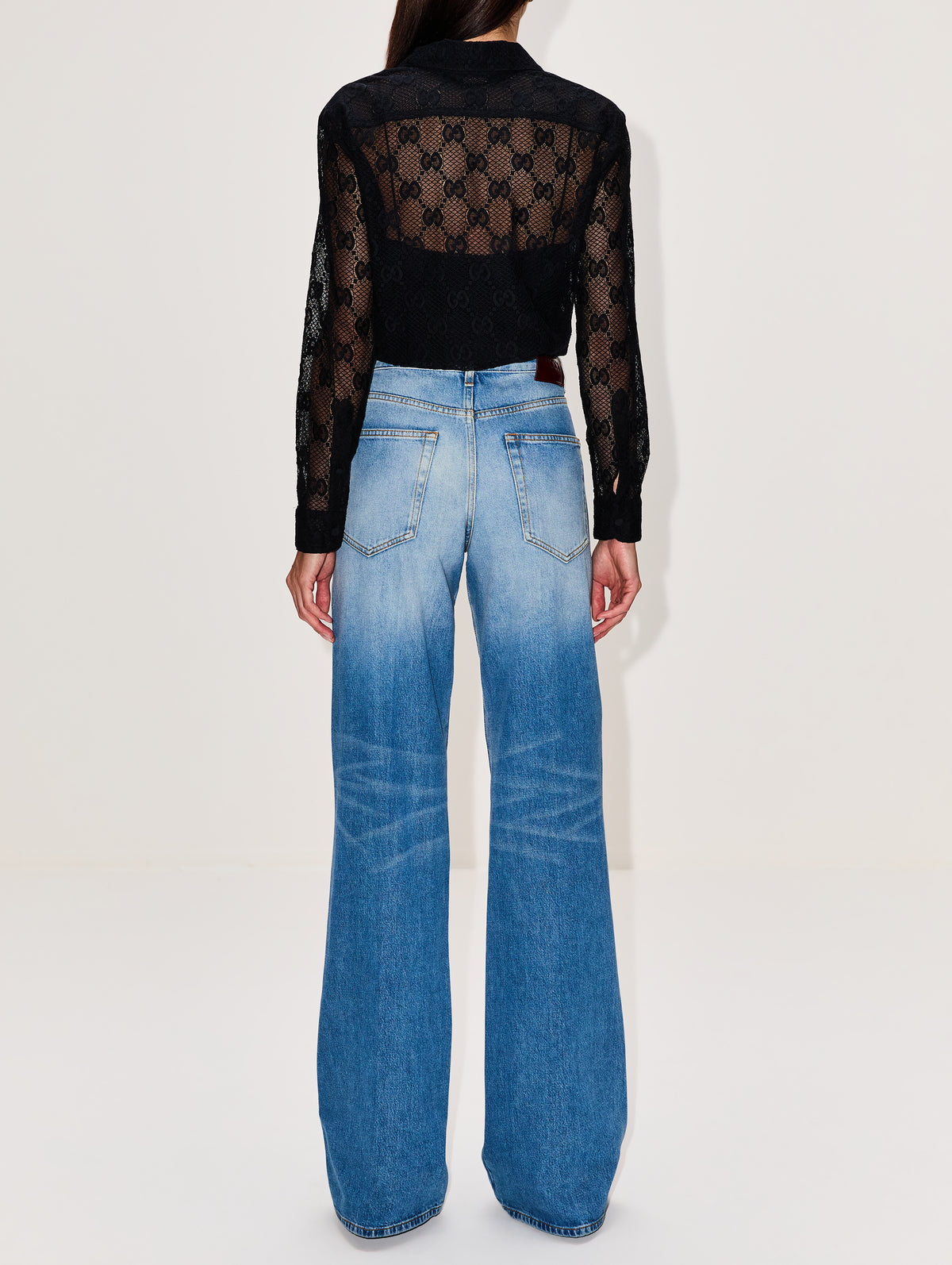 Mid Rise Flare Pant,GUCCI,BLUE,Image 3