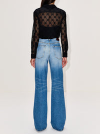 Mid Rise Flare Pant,GUCCI,BLUE,Image 3