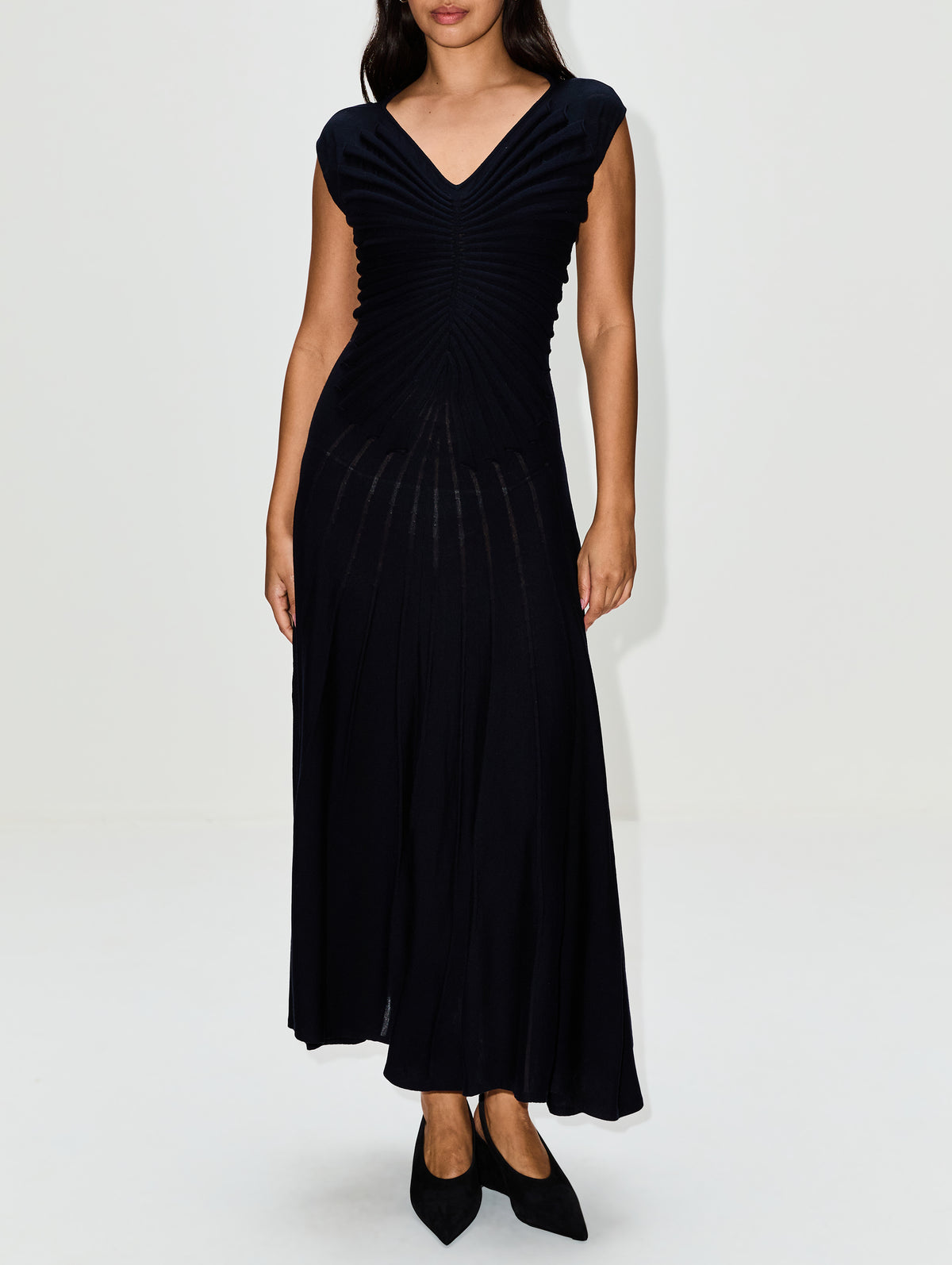 V Sculpt Dress,ALAIA,MINUIT,Image 2