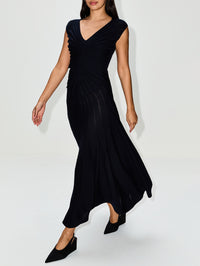 V Sculpt Dress,ALAIA,MINUIT,Image 3