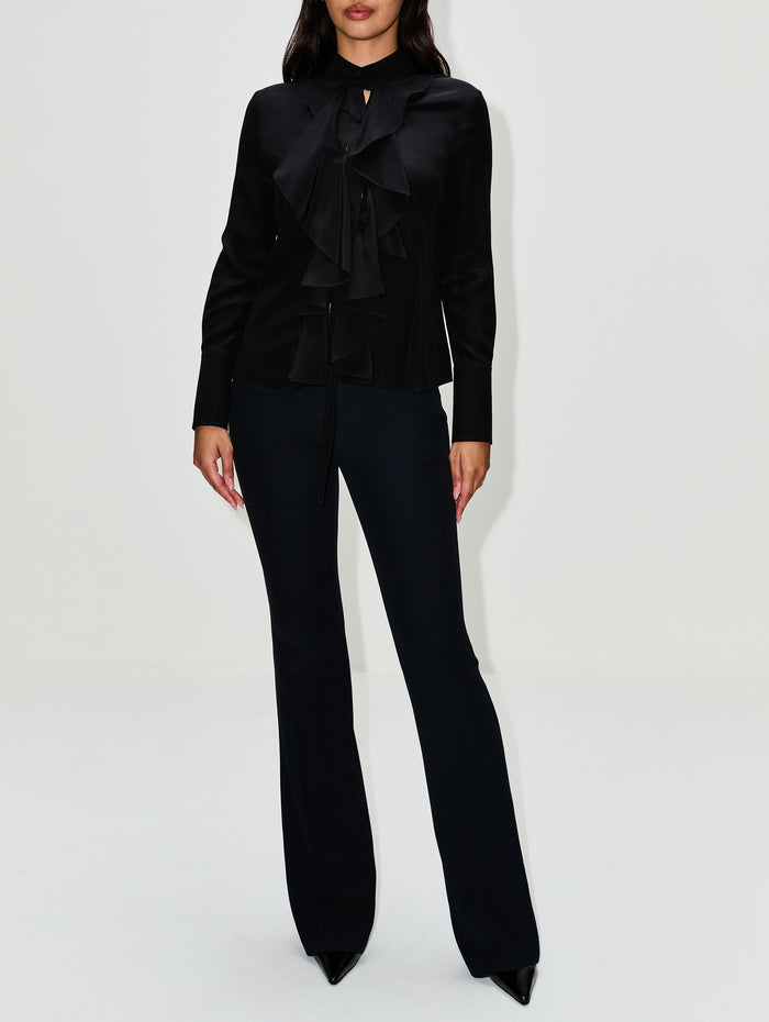 Crepe Ruffle Shirt,ALEXANDER MCQUEEN,BLACK,Image 1
