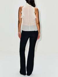 High Neck Ruffle Top,ALEXANDER MCQUEEN,PLASTER,Image 3