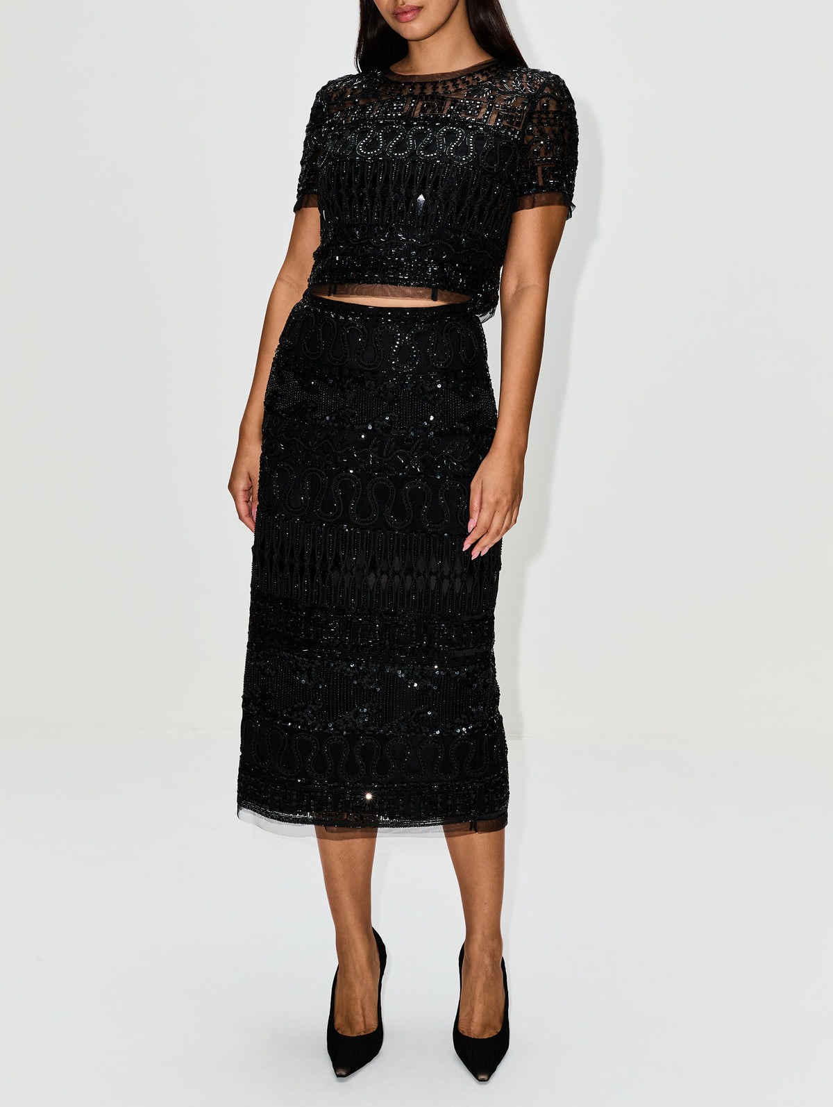 Embellished Top,CAROLINA HERRERA,BLACK,Image 2