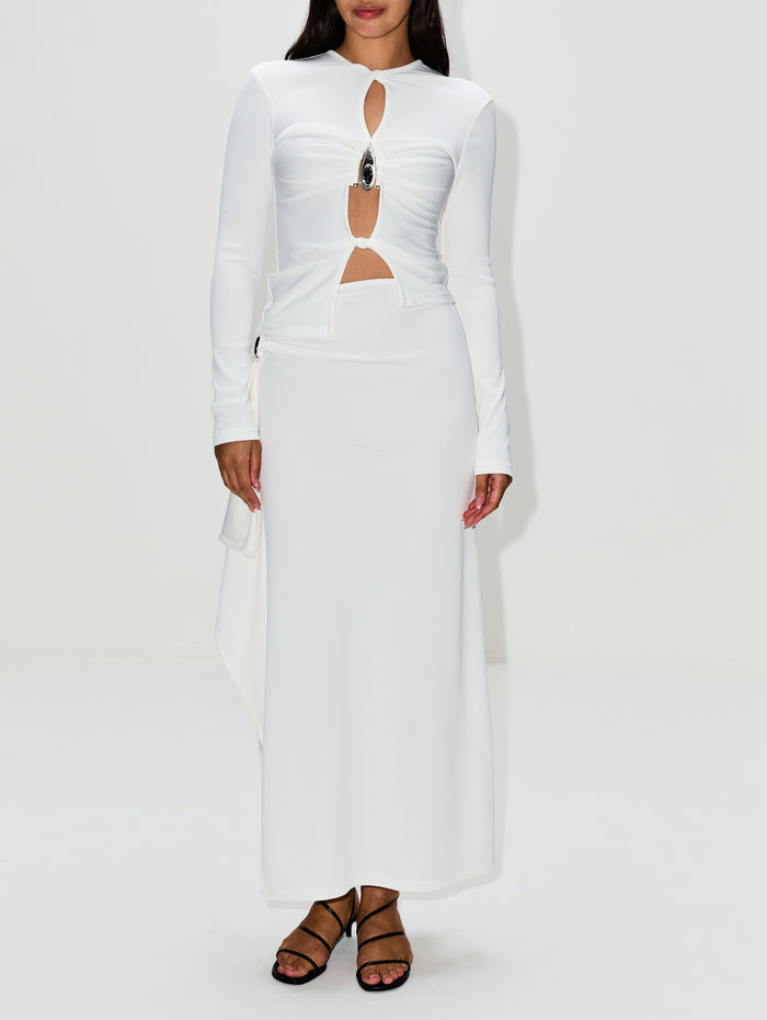 Crystal Pendant Cascade Skirt,CHRISTOPHER ESBER,WHITE,Image 1
