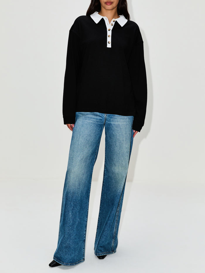 Faithful Top,KHAITE,BLACK/WHITE,Image 1