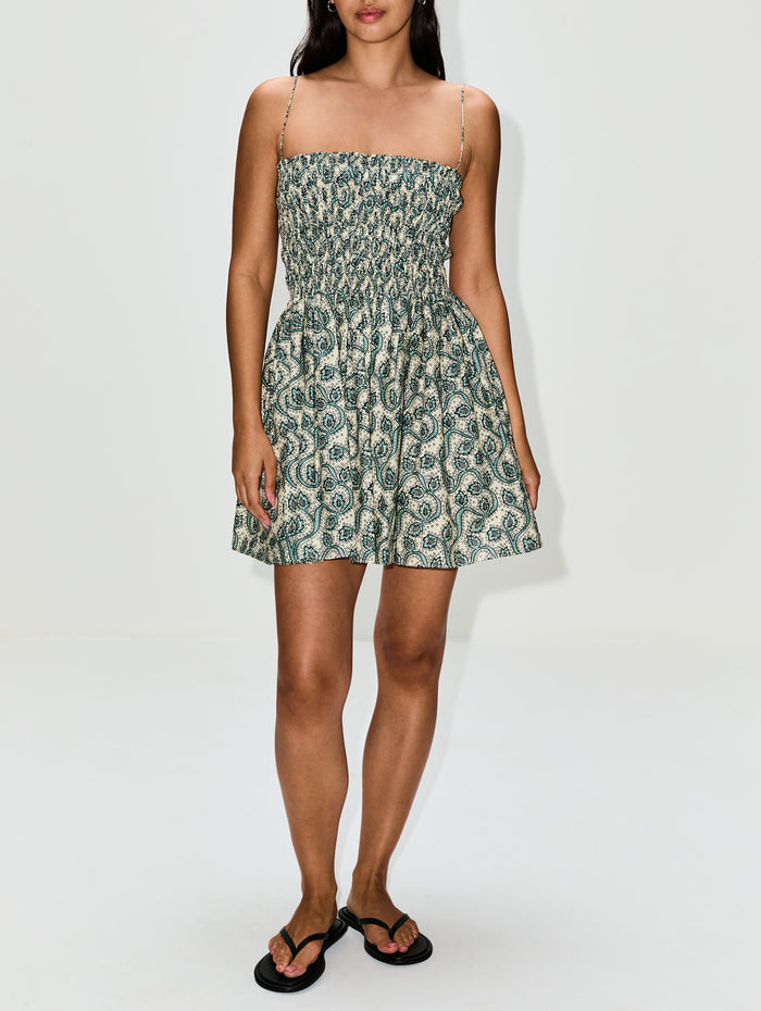 Shirred Bodice Mini Dress,MATTEAU,VINE,Image 1