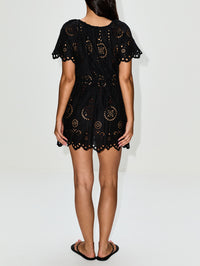 Broderie Scoop Mini Dress,MATTEAU,BLACK,Image 4