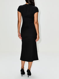 Draped Neckline Dress,MONIQUE LHUILLIER,NOIR,Image 4