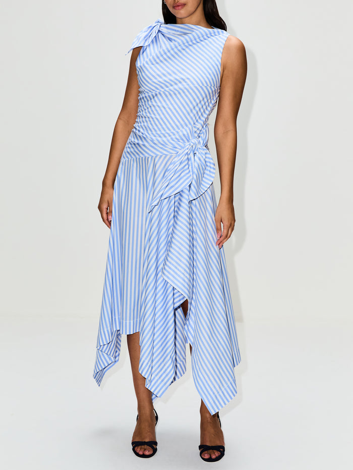 Bow Draped Cascade Dress,MONSE,SKY BLUE,Image 1